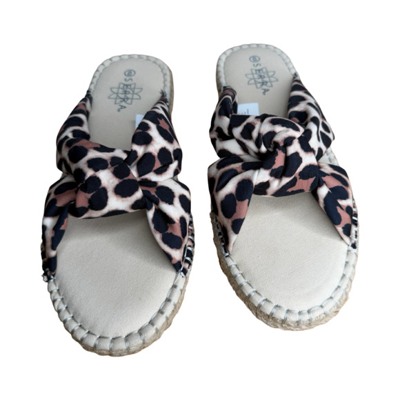 Serra Shoes - Serra Leopard Print Knotted Espadrille Slides Sz. 8 NWOT